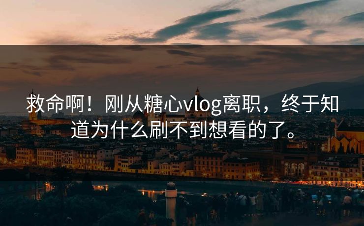 救命啊！刚从糖心vlog离职，终于知道为什么刷不到想看的了。